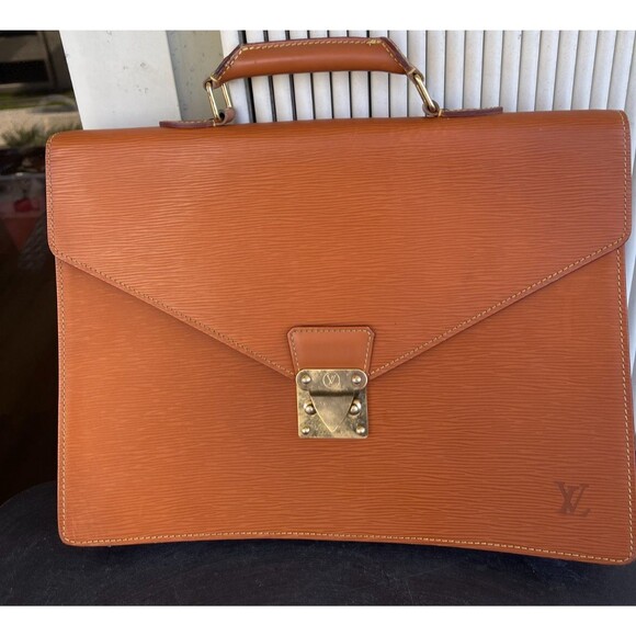 LOUIS VUITTON Epi Serviette Conseiller Briefcase Brown M54423 LV Authentic - Picture 1 of 8